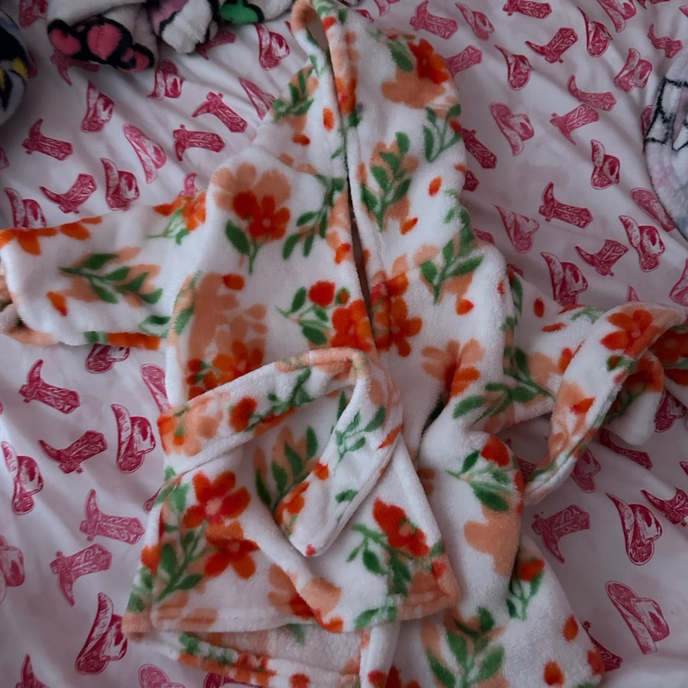 Floral Hooded Fleece Robe